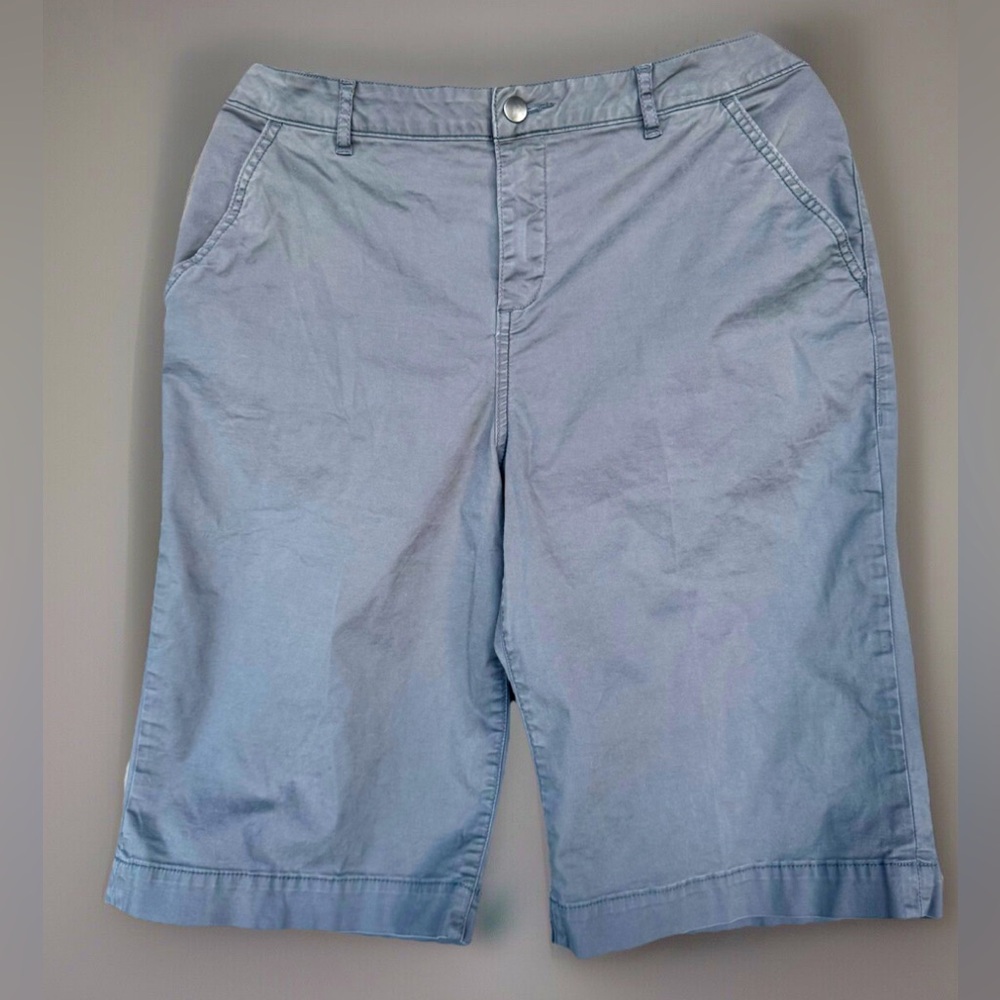Pendleton Womens Flat Front Mid-Rise Gray Chino Shorts Pockets Casual Comfort 16